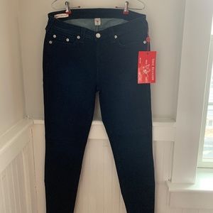 TRUE RELIGION SKINNY JEAN DARK WASH WOMENS 33